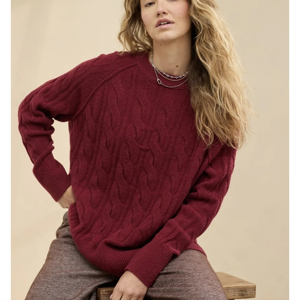 Aerie Deep Red Knit Sweater